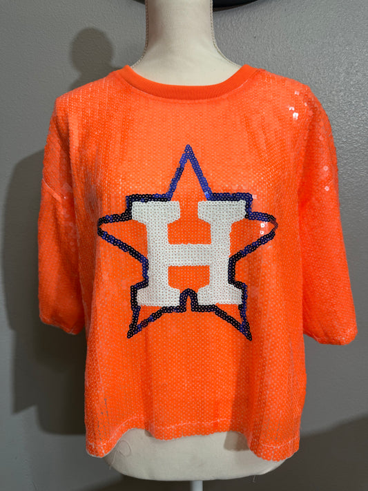 Astros orange crop top